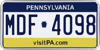 PA license plate MDF4098