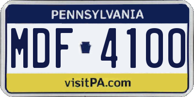 PA license plate MDF4100