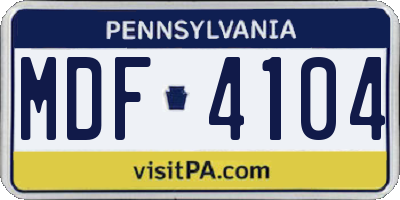 PA license plate MDF4104