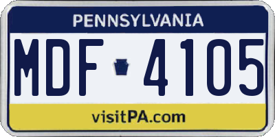 PA license plate MDF4105