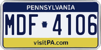 PA license plate MDF4106
