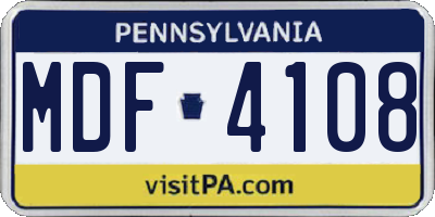 PA license plate MDF4108