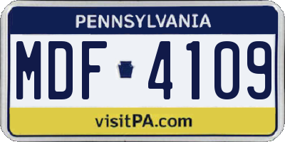 PA license plate MDF4109