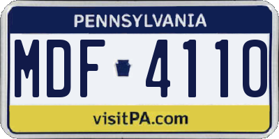 PA license plate MDF4110