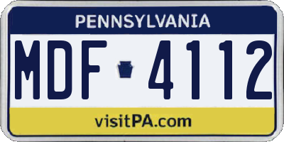 PA license plate MDF4112