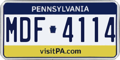 PA license plate MDF4114
