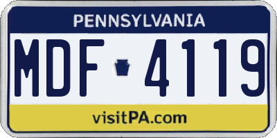 PA license plate MDF4119