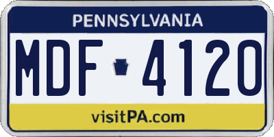PA license plate MDF4120