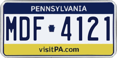 PA license plate MDF4121