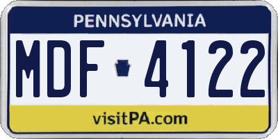 PA license plate MDF4122
