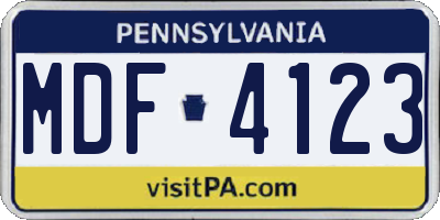 PA license plate MDF4123