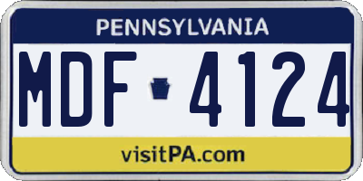 PA license plate MDF4124