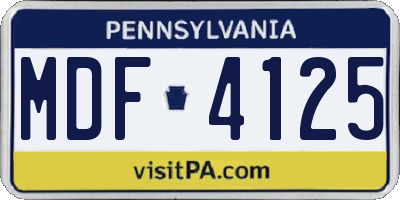 PA license plate MDF4125