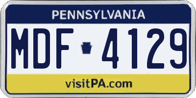 PA license plate MDF4129