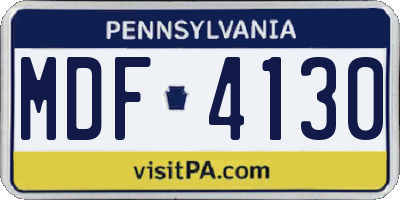 PA license plate MDF4130