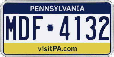 PA license plate MDF4132