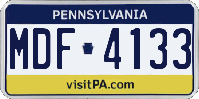 PA license plate MDF4133