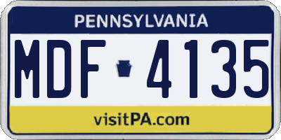 PA license plate MDF4135