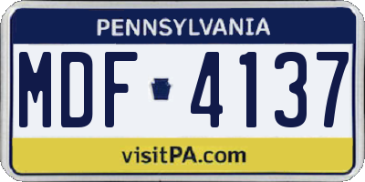 PA license plate MDF4137