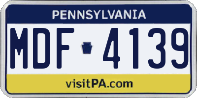 PA license plate MDF4139