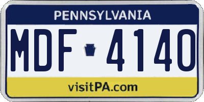 PA license plate MDF4140