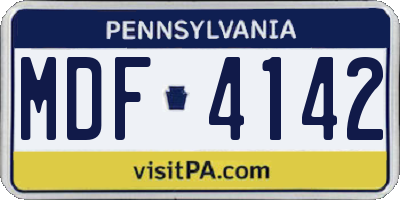 PA license plate MDF4142