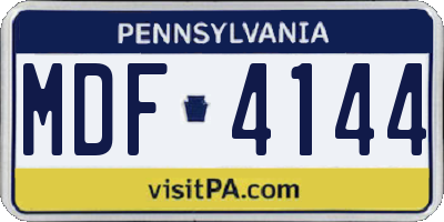 PA license plate MDF4144