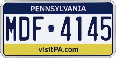 PA license plate MDF4145