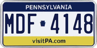PA license plate MDF4148