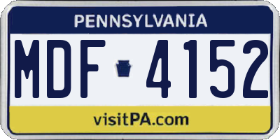 PA license plate MDF4152