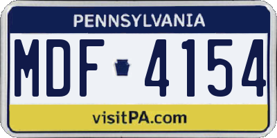 PA license plate MDF4154