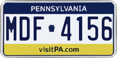 PA license plate MDF4156