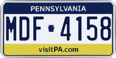 PA license plate MDF4158