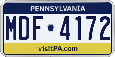 PA license plate MDF4172