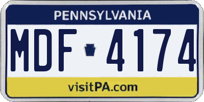 PA license plate MDF4174