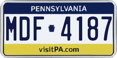 PA license plate MDF4187