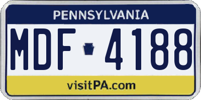 PA license plate MDF4188