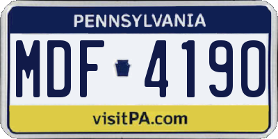 PA license plate MDF4190