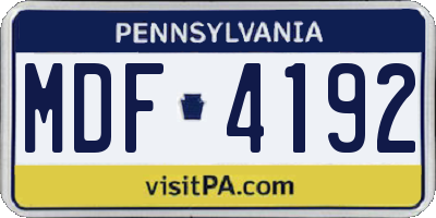 PA license plate MDF4192