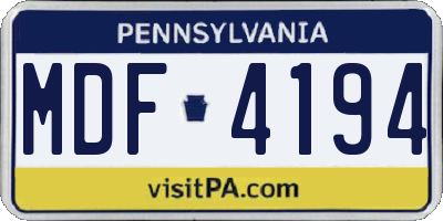 PA license plate MDF4194