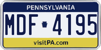 PA license plate MDF4195