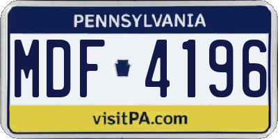 PA license plate MDF4196
