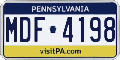 PA license plate MDF4198