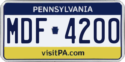 PA license plate MDF4200