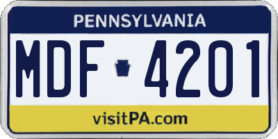 PA license plate MDF4201