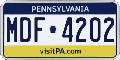 PA license plate MDF4202