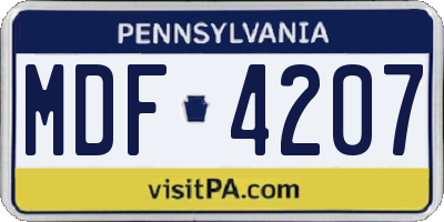 PA license plate MDF4207