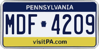 PA license plate MDF4209