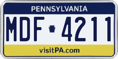 PA license plate MDF4211
