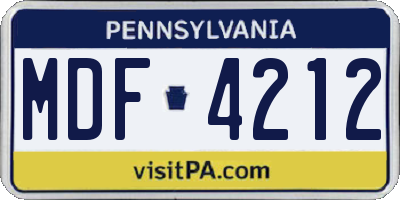 PA license plate MDF4212